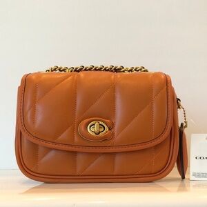 NWT Coach CA086 Pillow Madison Nappa Leather Shoulder Bag18 With Quilting-Canyon